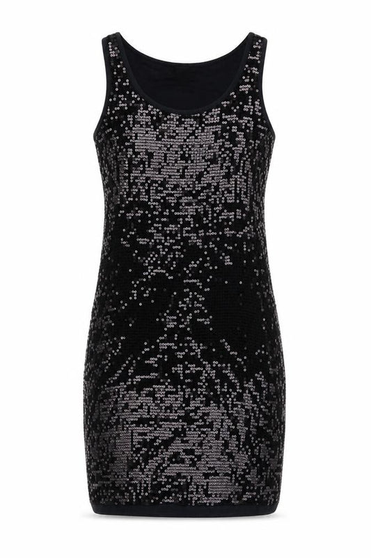Front view of ESPRIT Women's Black Sequin Tank Dress S