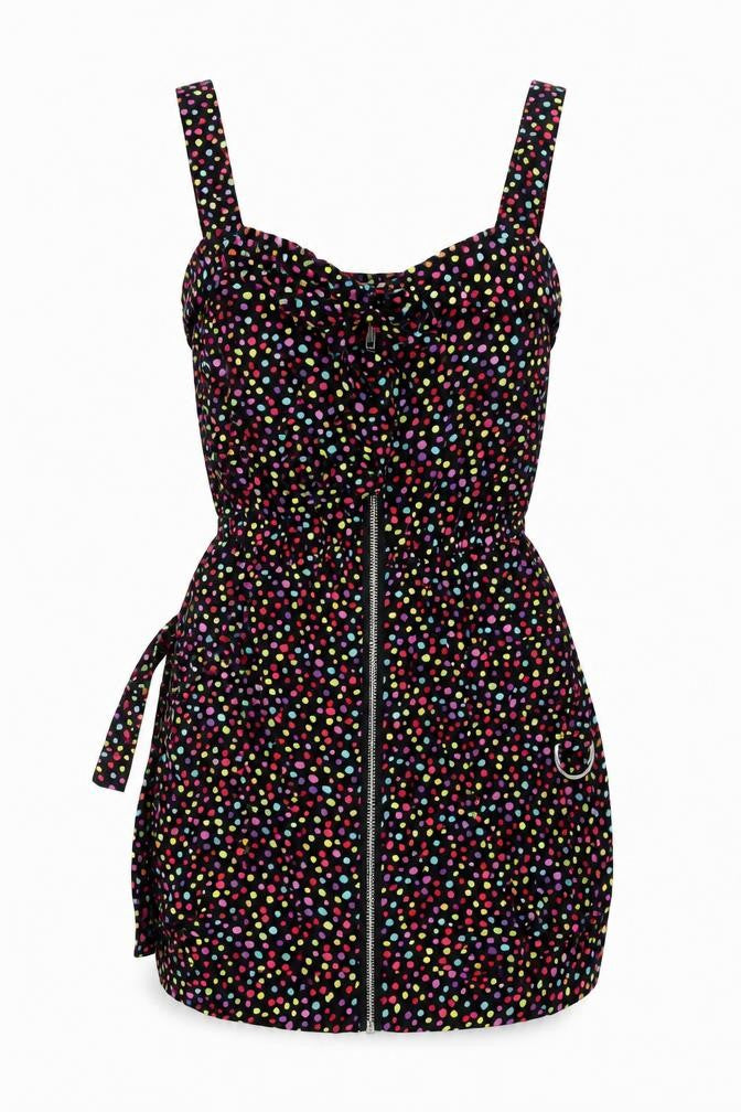 Front view of ASOS Women's Multicoloured Polka Dot Dress, size 6