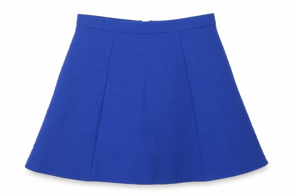 Front view of River Island Women’s Blue A-Line Skirt, size UK 10