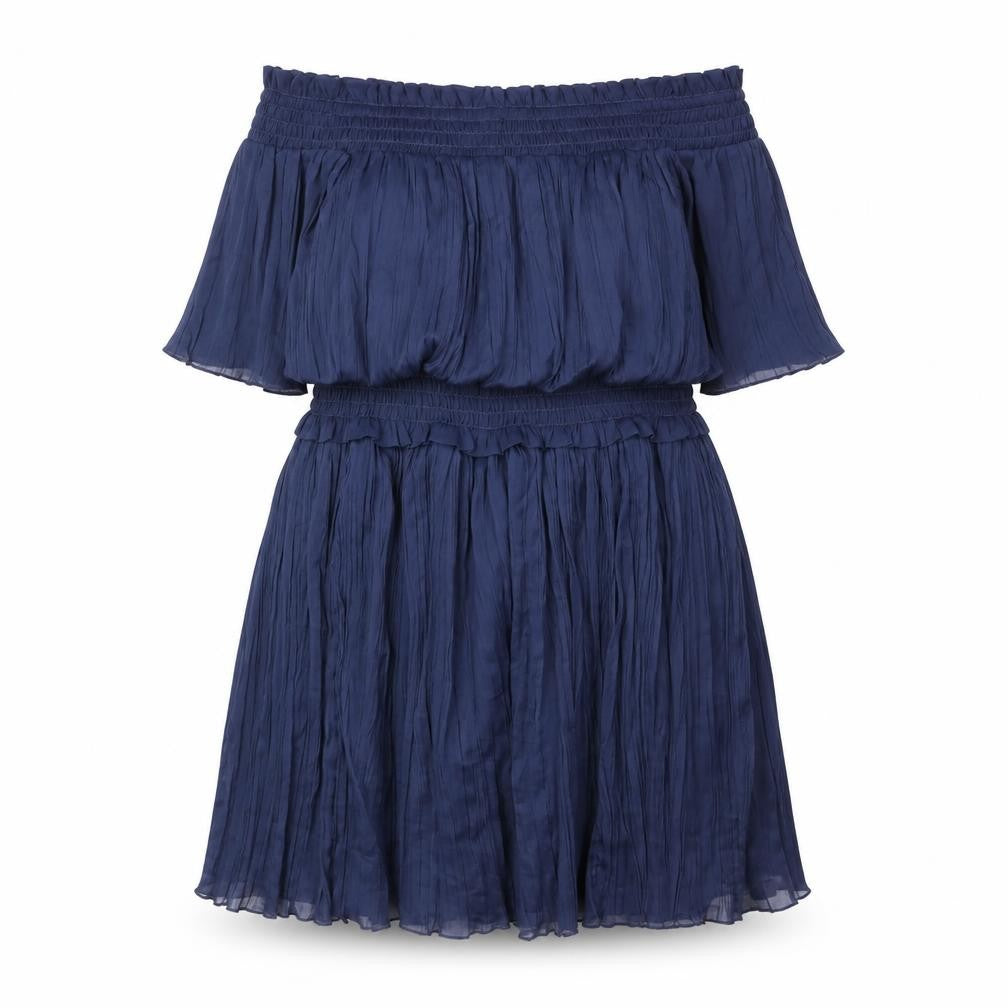 Front view of ASOS Women's Blue Off the Shoulder Dress, size 12