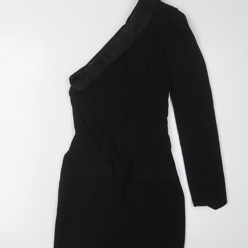Zara Women's Black One Shoulder Mini Dress XS