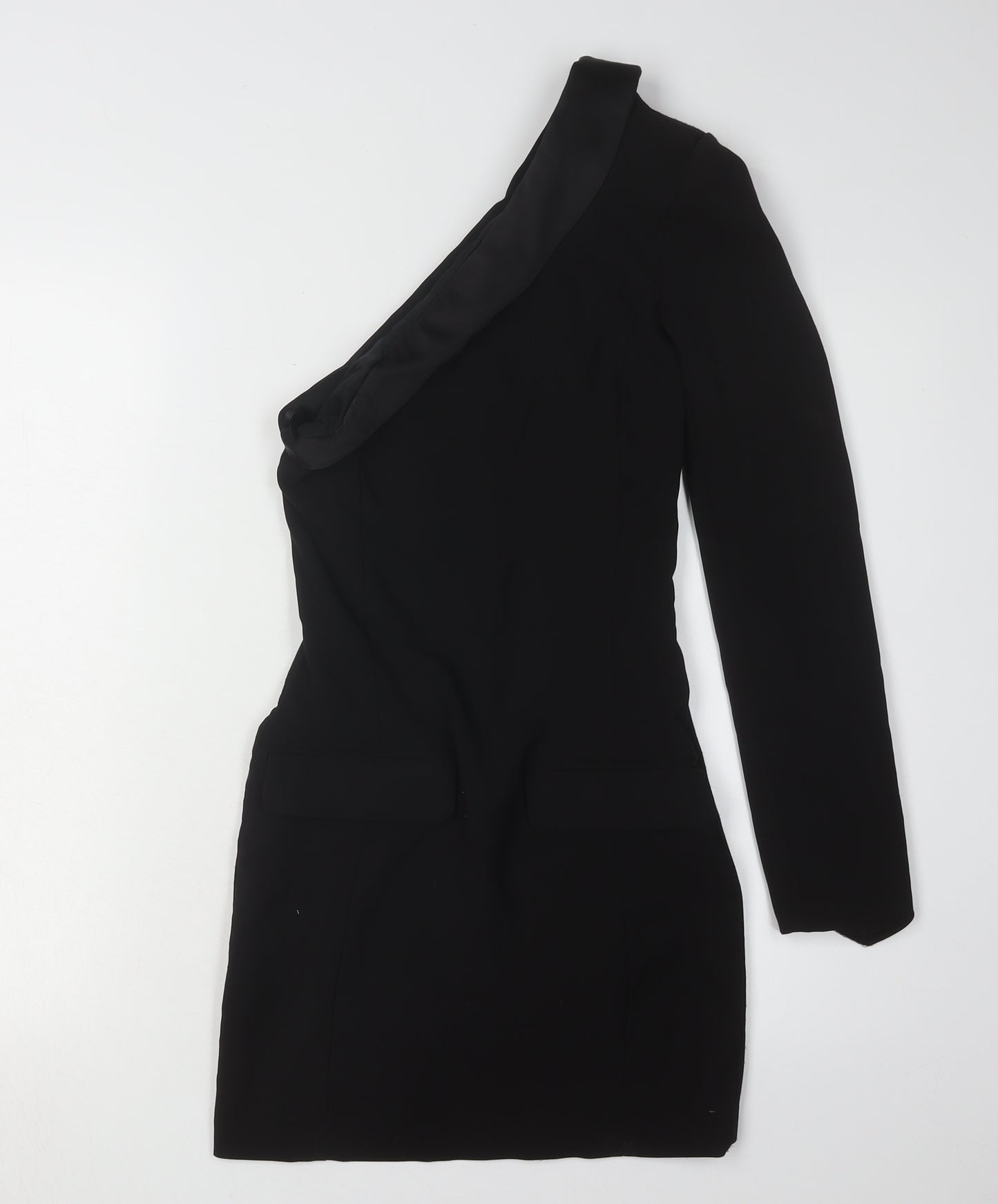 Zara Women's Black One Shoulder Mini Dress XS
