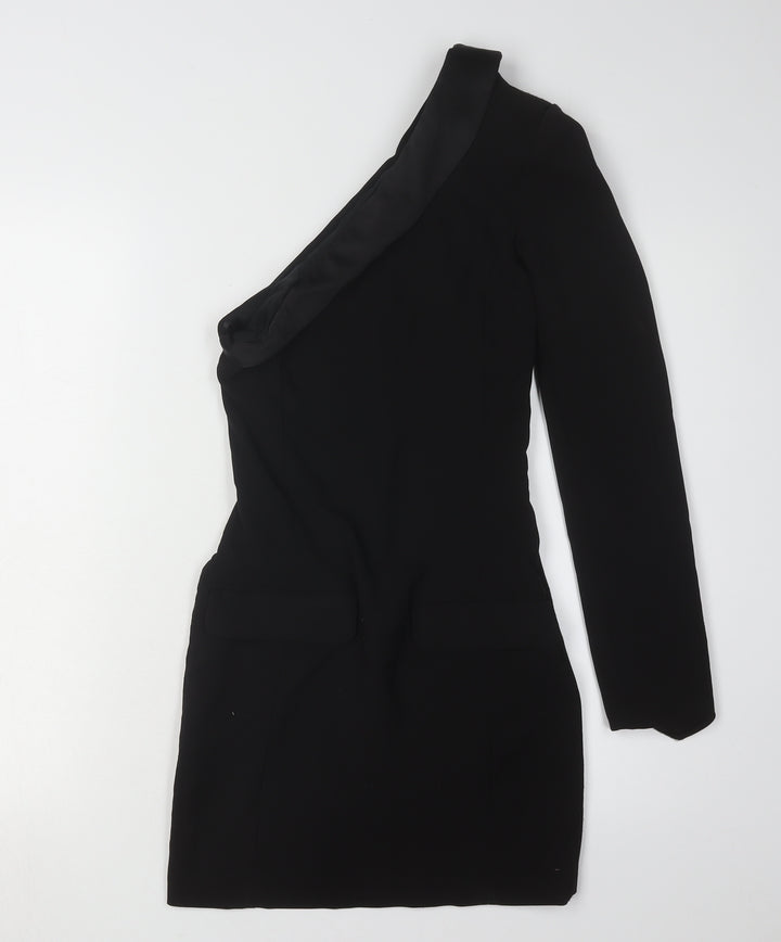 Zara Women's Black One Shoulder Mini Dress XS