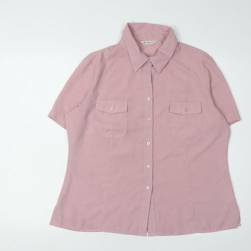 Berkertex Women's Pink Button-Up Shirt Size 16