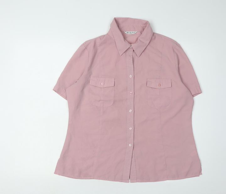 Berkertex Women's Pink Button-Up Shirt Size 16