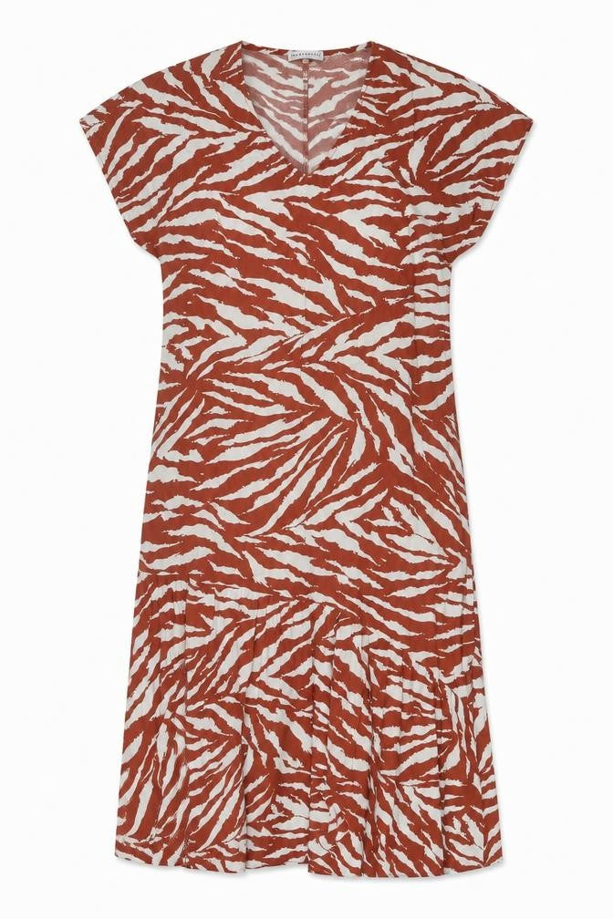 Front view of Warehouse Women's Multicoloured Animal Print Dress UK 10