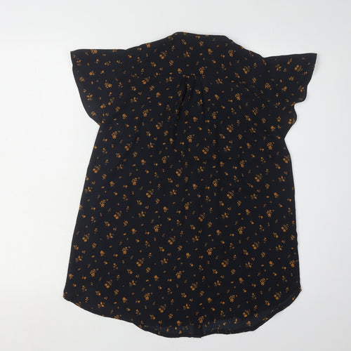 H&M Women's Black Floral Blouse, Size 8, Lightweight