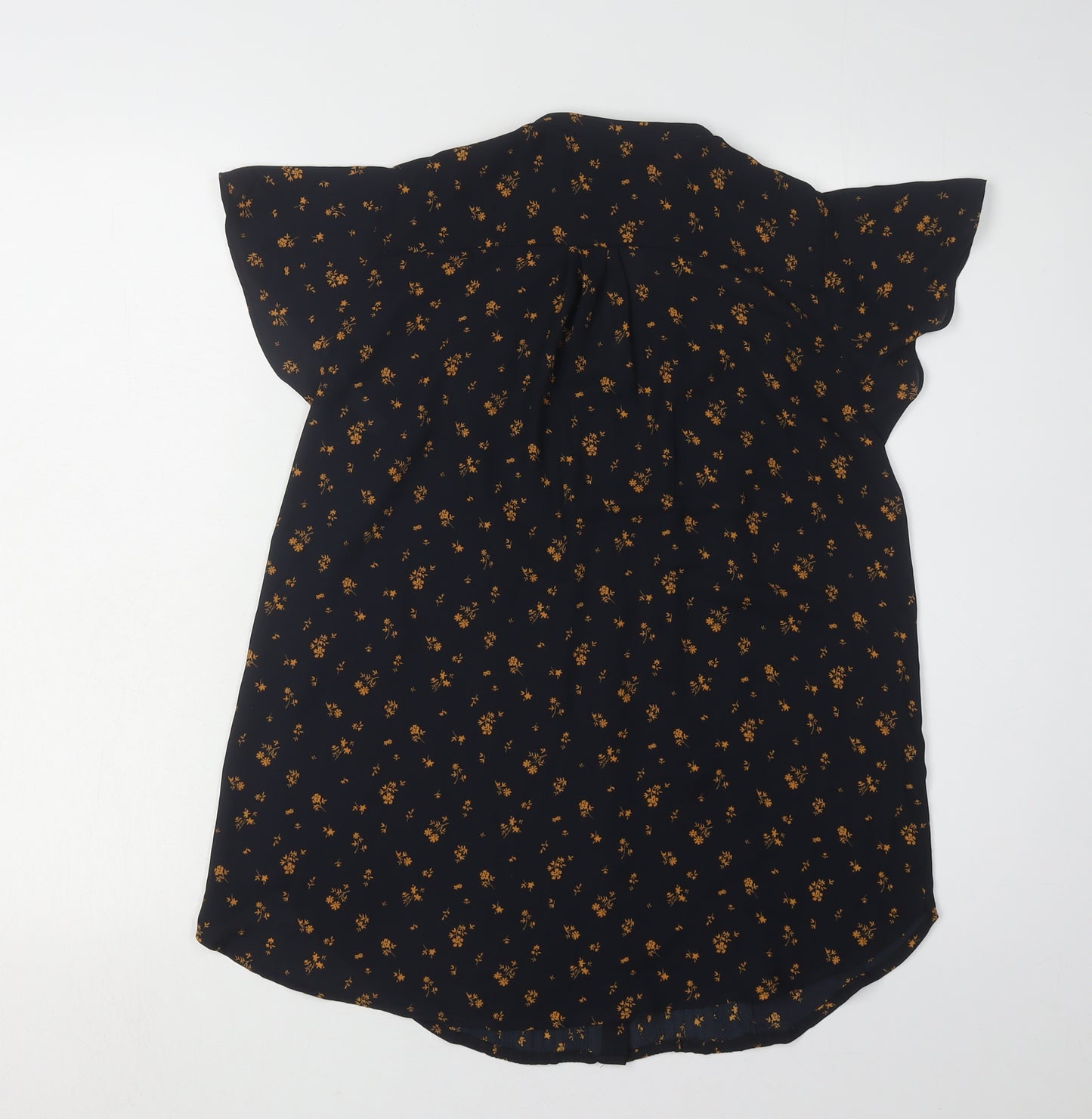 H&M Women's Black Floral Blouse, Size 8, Lightweight