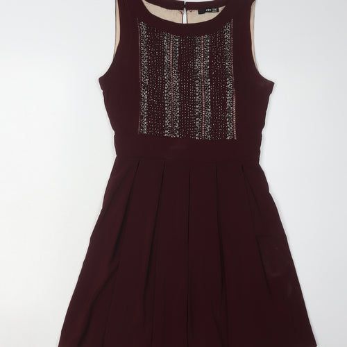 TFNC London Women's Brown Embroidered Dress, S