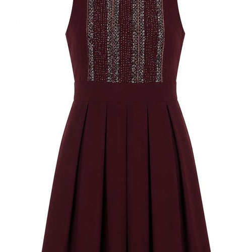 TFNC London Women's Brown Embroidered Dress, S