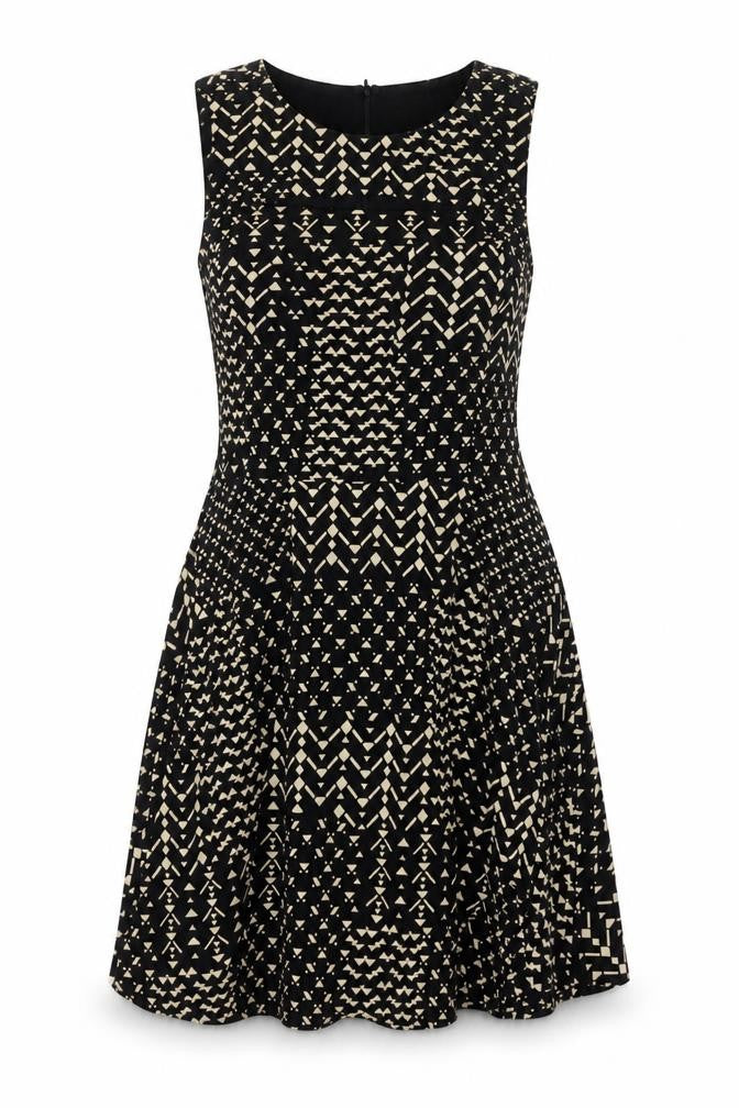 Forever 21 Women's Black Geometric Fit & Flare Dress M