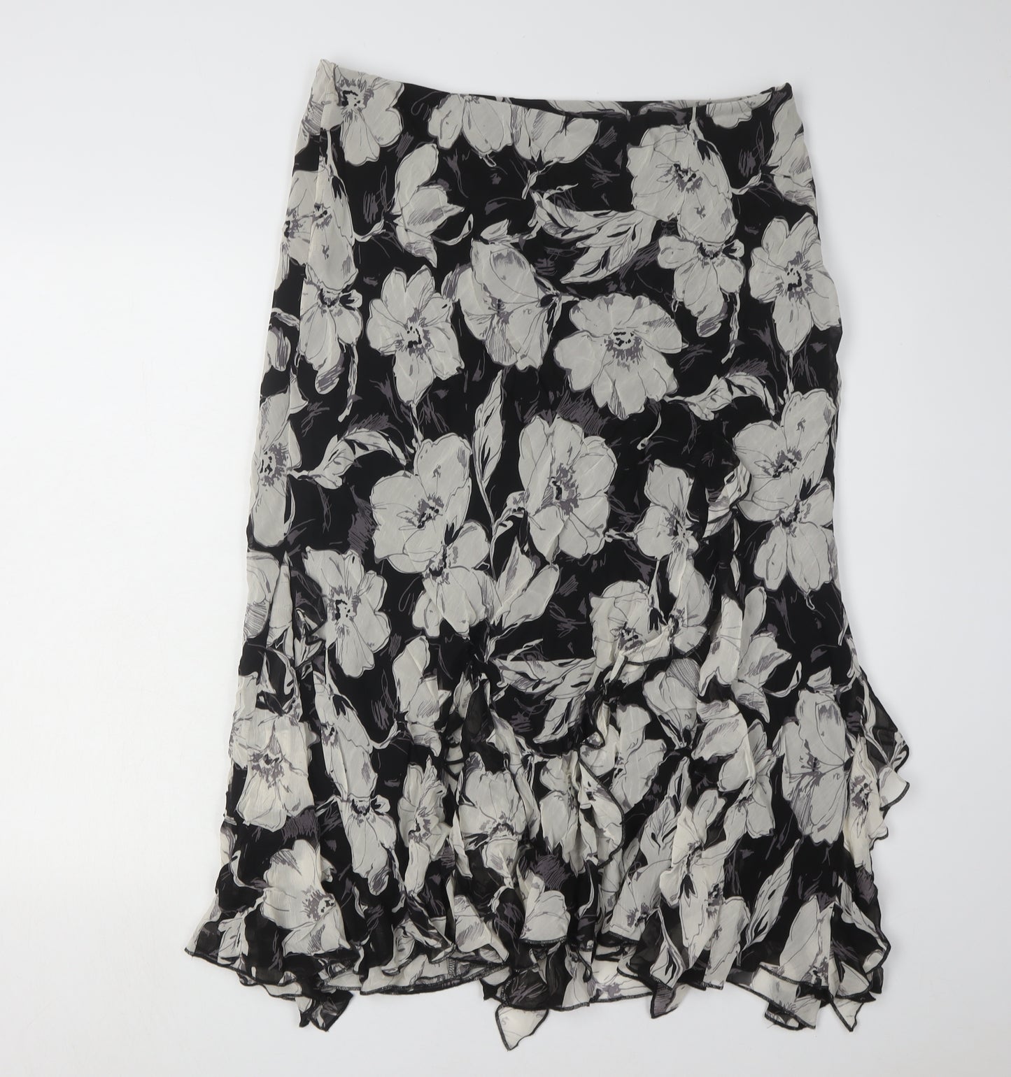 Marks and Spencer Floral Black Long Skirt, Size 16