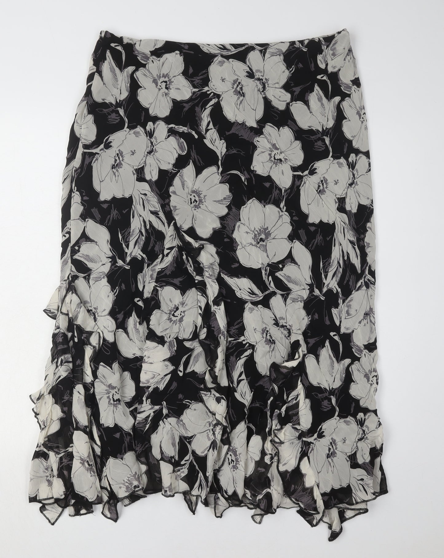 Marks and Spencer Floral Black Long Skirt, Size 16