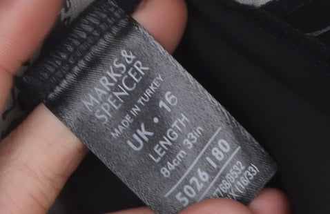 Marks and Spencer Floral Black Long Skirt, Size 16