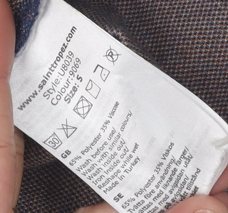 Saint Tropez Women's Blue Check Midi Skirt, S, Elegant Pencil Style