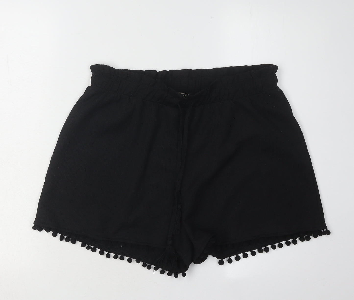 Lipsy Women's Black Shorts Size 12 Tasselled Casual
