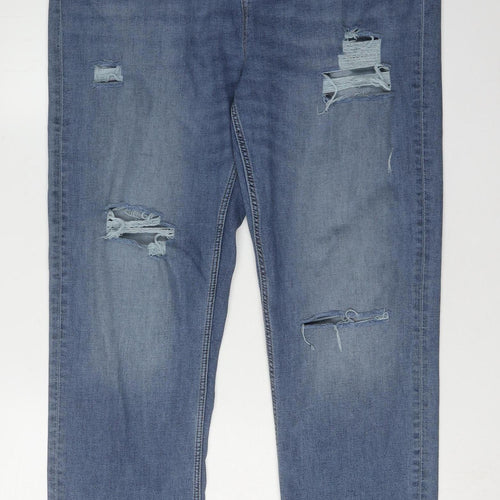 M&S Women's Blue Distressed Denim Jeans, Size 20