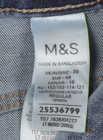 M&S Women's Blue Distressed Denim Jeans, Size 20