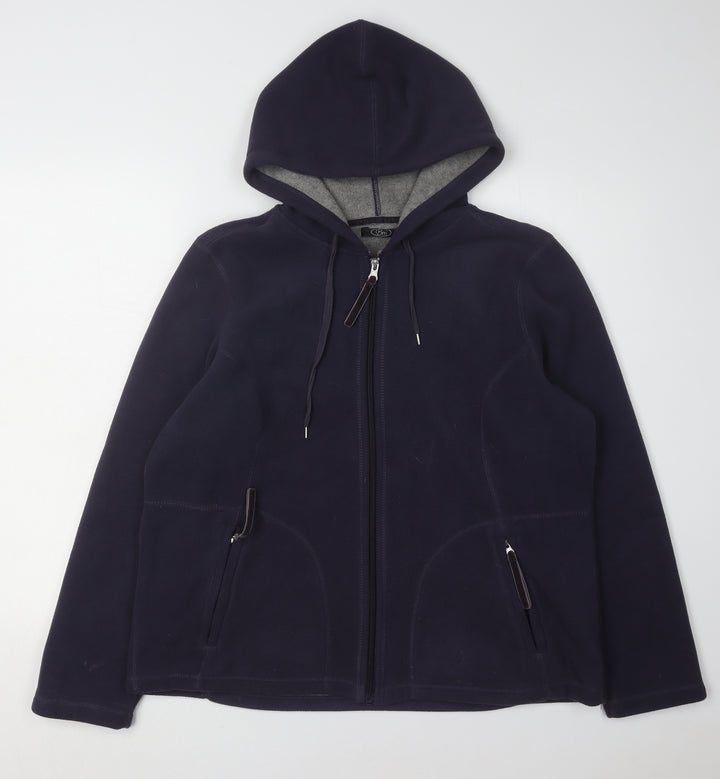 Bm Women's Blue Hooded Fleece Jacket M Regular Fit
