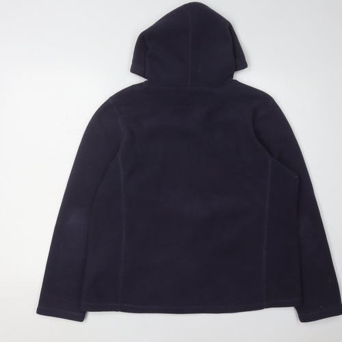 Bm Women's Blue Hooded Fleece Jacket M Regular Fit
