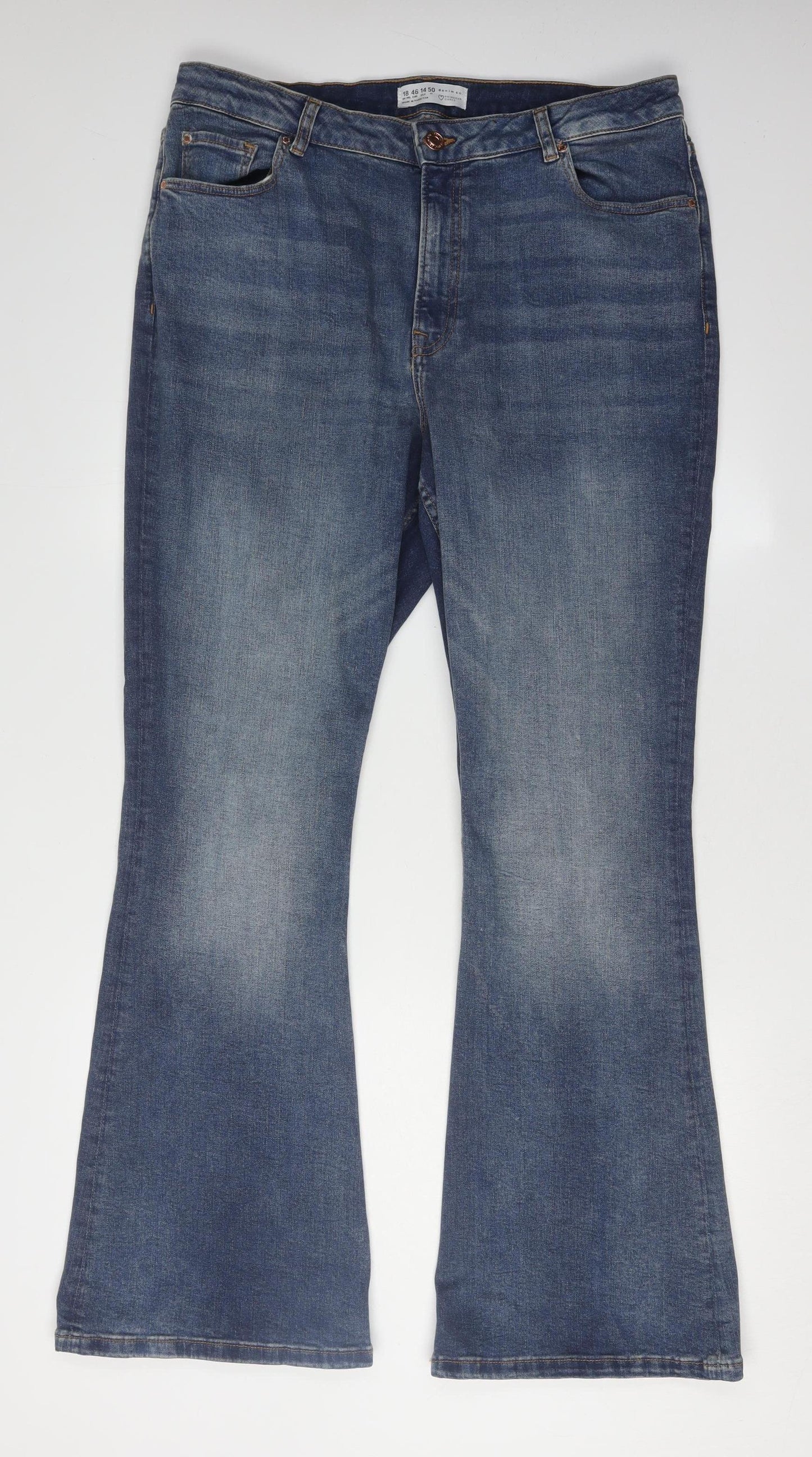 Primark Women's Blue Flared Denim Jeans Size 18