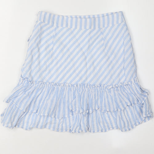 H&M Women's Blue Striped Ruffle Skirt Size 6
