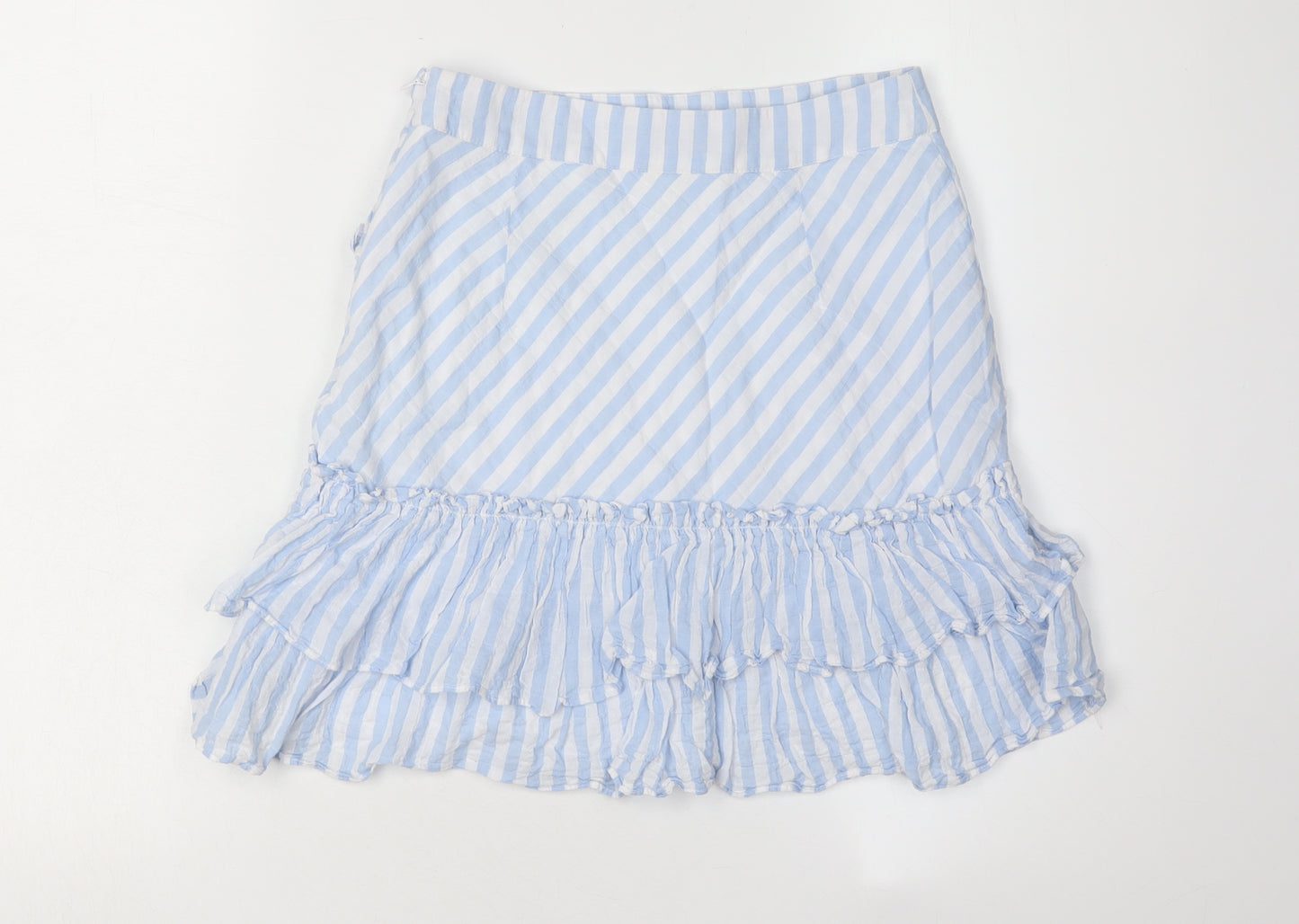 H&M Women's Blue Striped Ruffle Skirt Size 6