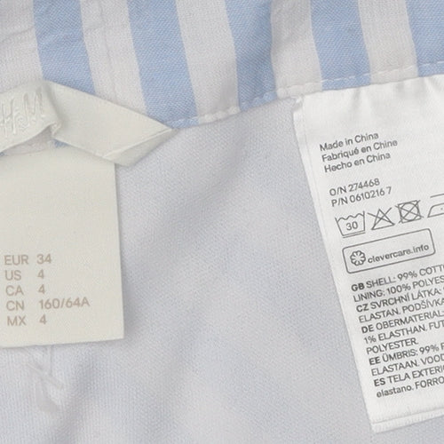 H&M Women's Blue Striped Ruffle Skirt Size 6