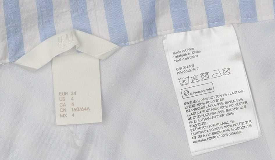 H&M Women's Blue Striped Ruffle Skirt Size 6