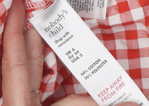 Nobody's Child Red Check A-Line Dress, Size 6