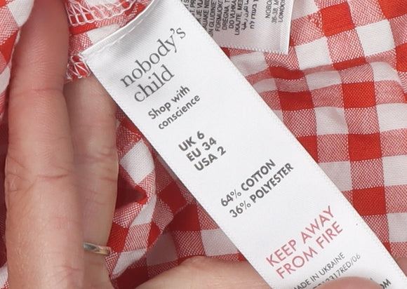 Nobody's Child Red Check A-Line Dress, Size 6