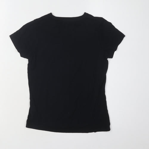 Marks and Spencer Girls Black Glitter Graphic T-Shirt 9-10 Years