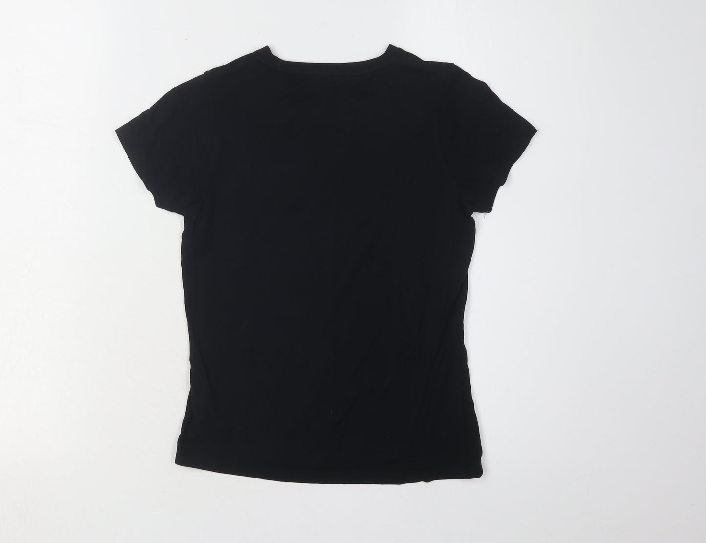 Marks and Spencer Girls Black Glitter Graphic T-Shirt 9-10 Years