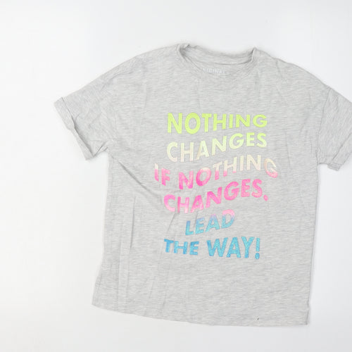Marks and Spencer Girls Grey Graphic T-Shirt 8-9 Years