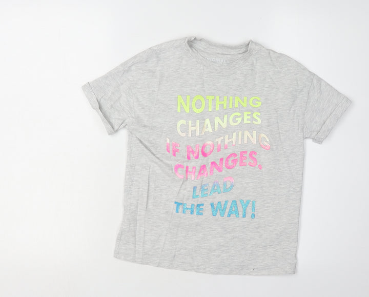 Marks and Spencer Girls Grey Graphic T-Shirt 8-9 Years