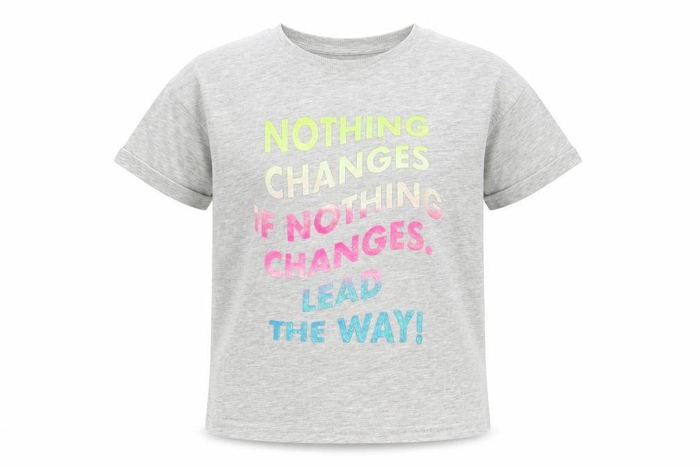 Marks and Spencer Girls Grey Graphic T-Shirt 8-9 Years
