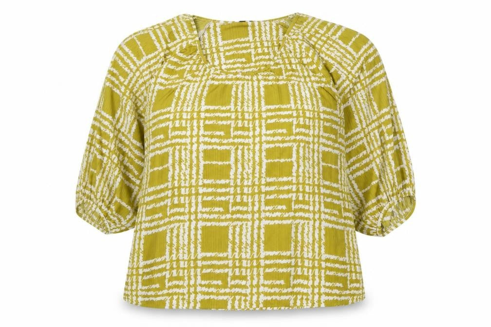 Front view of Next Women's Green Geometric Blouse, size 18