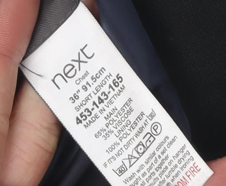 Next Men's Black Suit Jacket, Size 36 Short Length