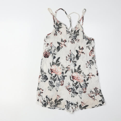 Women's Multicoloured Floral Playsuit, Size 12, Viscose