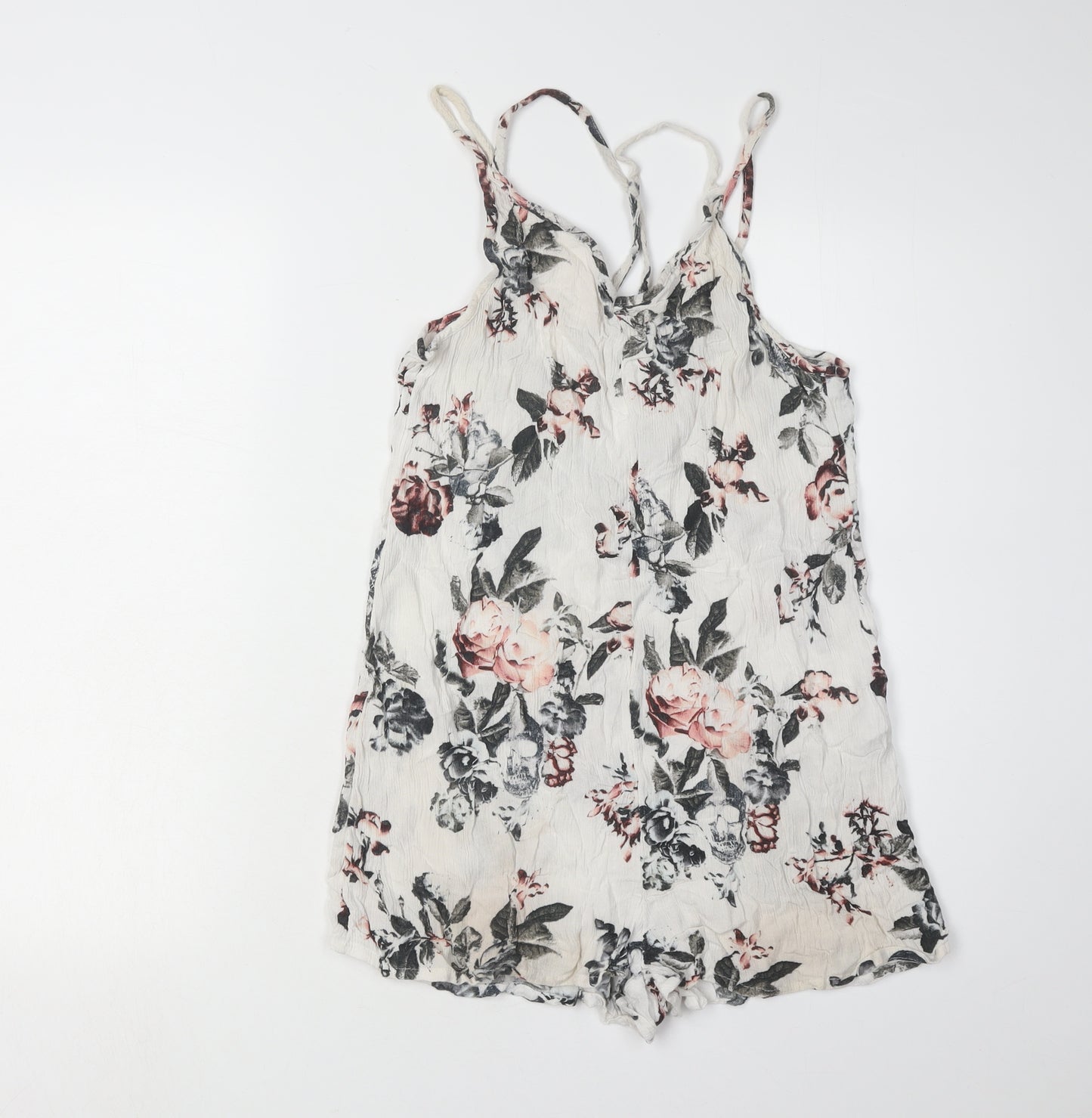 Women's Multicoloured Floral Playsuit, Size 12, Viscose