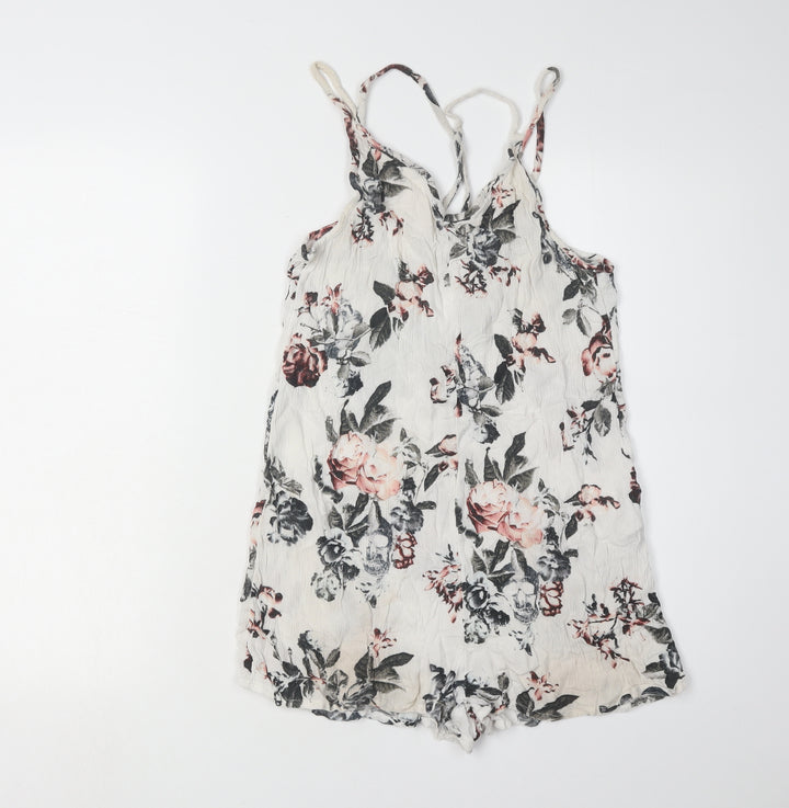 Women's Multicoloured Floral Playsuit, Size 12, Viscose
