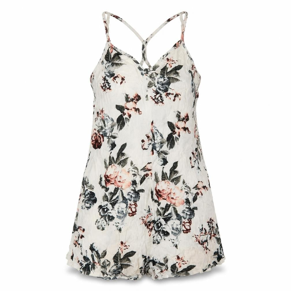 Front view of Women's Multicoloured Floral Playsuit, size 12, Viscose