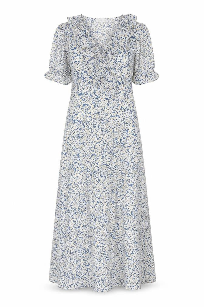 Front view of Cameo Rose Women's Blue Floral Dress, size 6