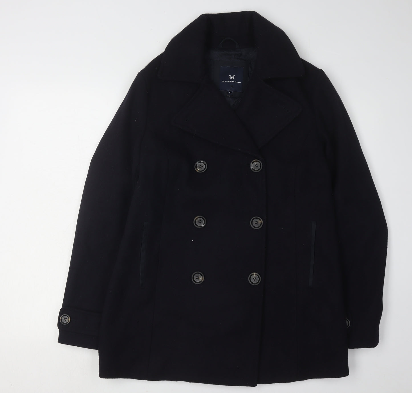 Crew Clothing Women's Black Pea Coat Size 12