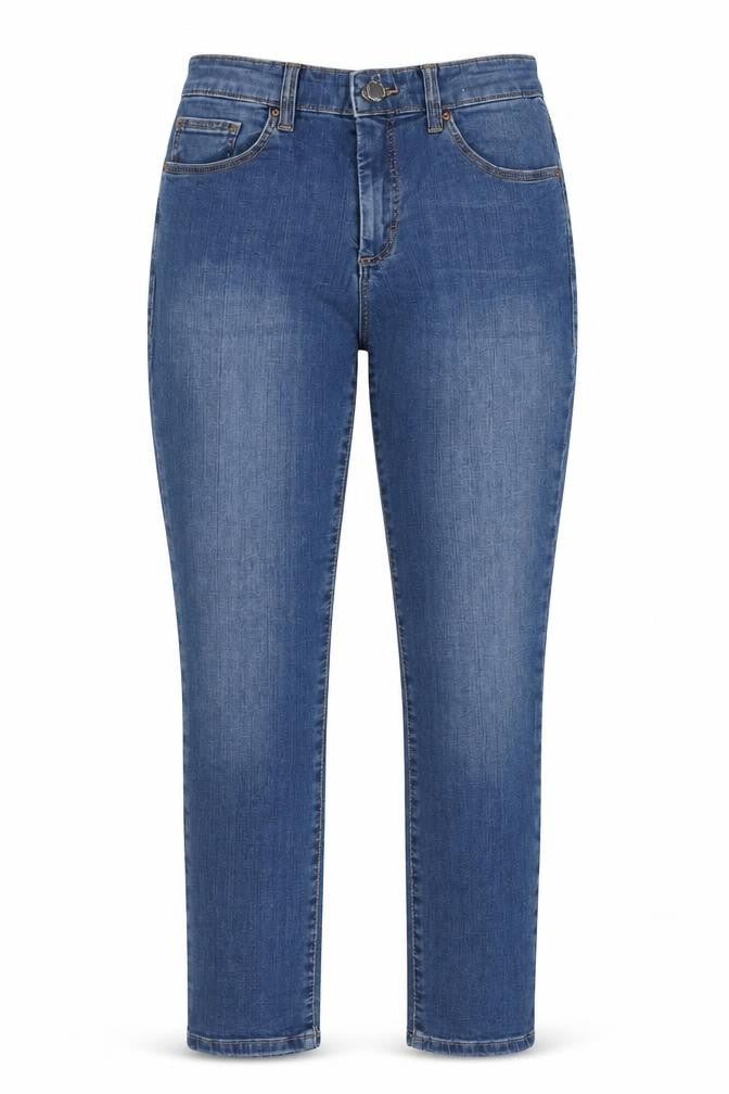 Front view of Topshop Women's Blue Straight Jeans, size 8, - New