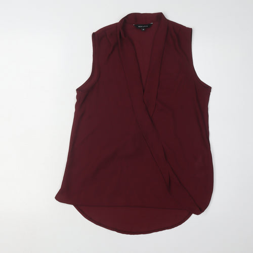 New Look Women's Red Wrap Blouse Size 10
