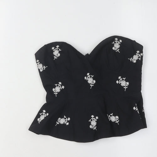 Zara Women's Black Embroidered Camisole Top 2XS
