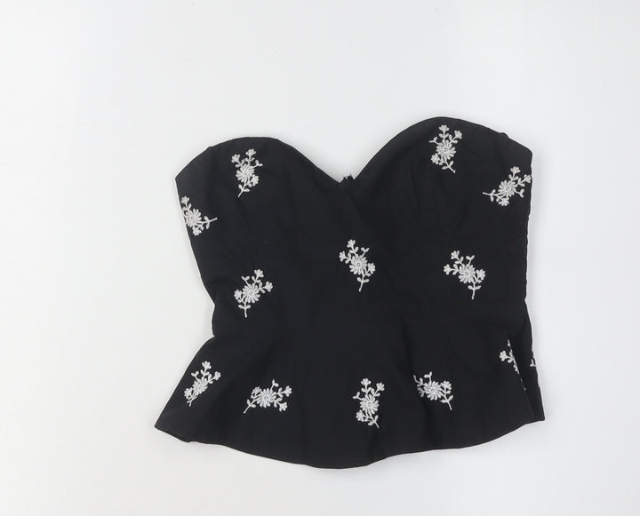 Zara Women's Black Embroidered Camisole Top 2XS