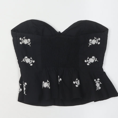 Zara Women's Black Embroidered Camisole Top 2XS