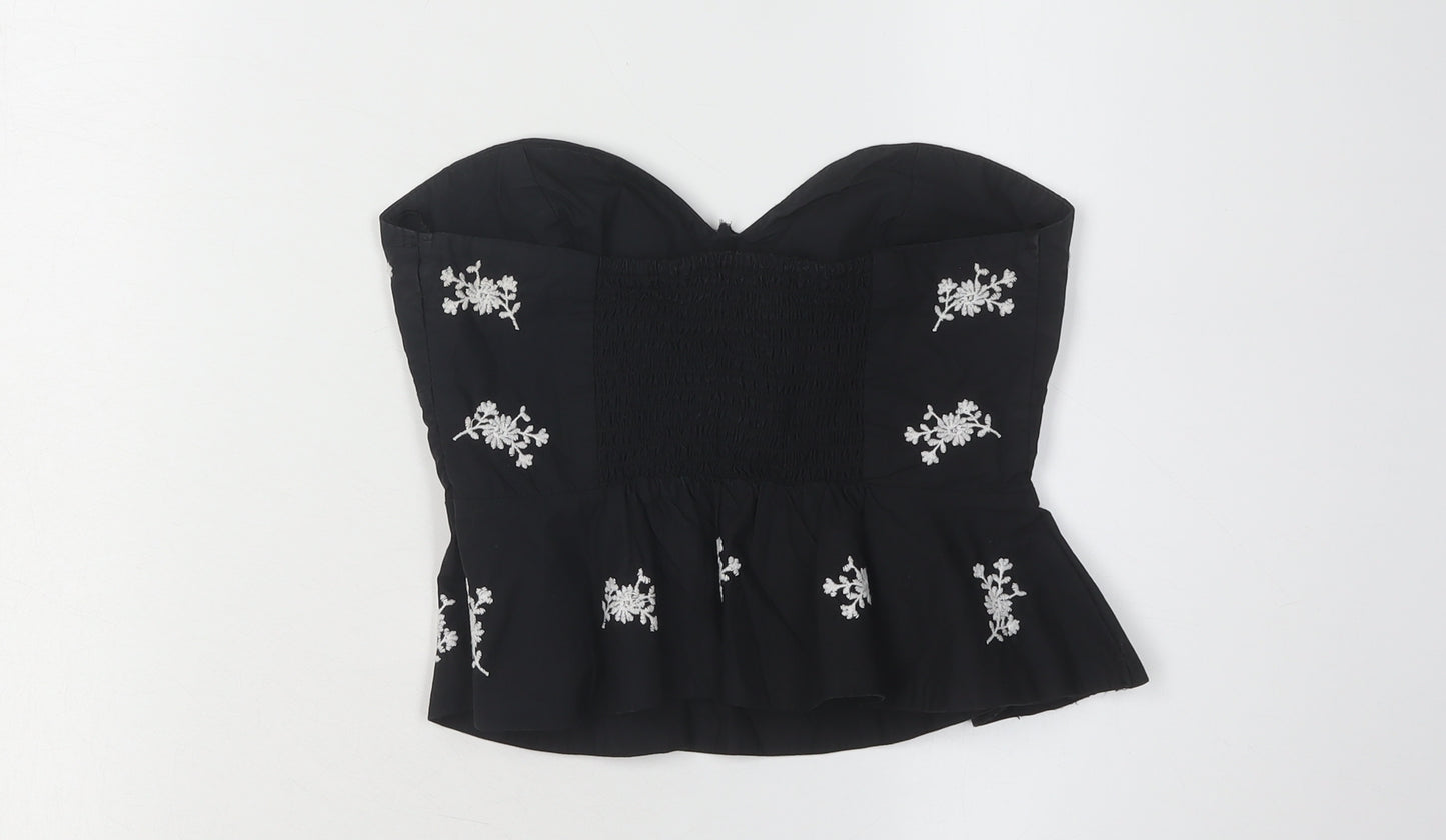 Zara Women's Black Embroidered Camisole Top 2XS